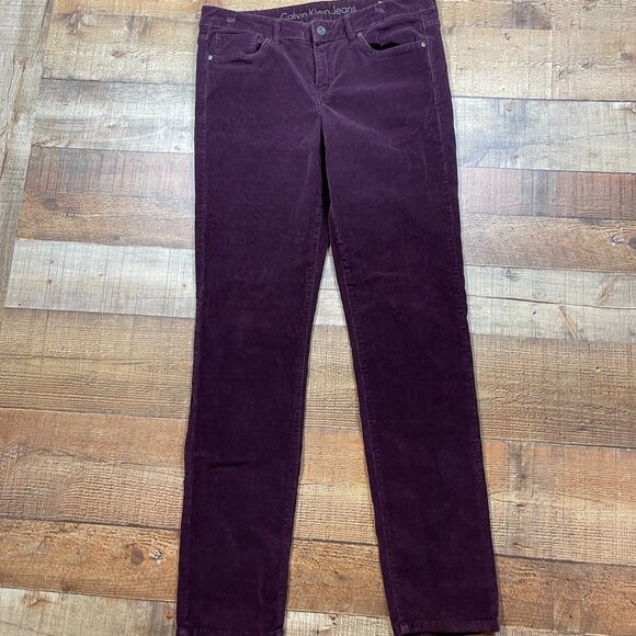 Calvin Klein Collection Pants - Calvin Klein Burgundy Mini Corduroy Skinny Pants size 30